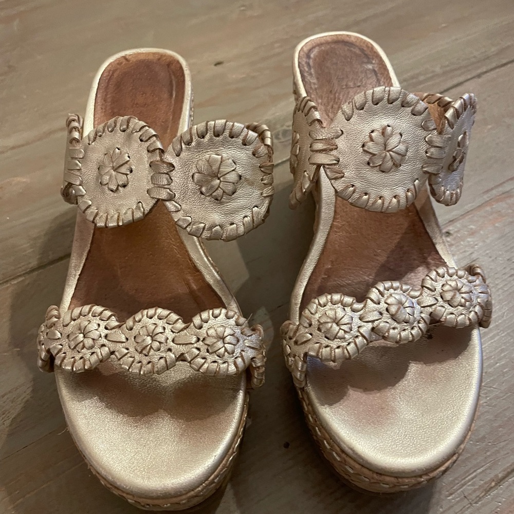 Women’s Jack Rogers gold wedge sandal